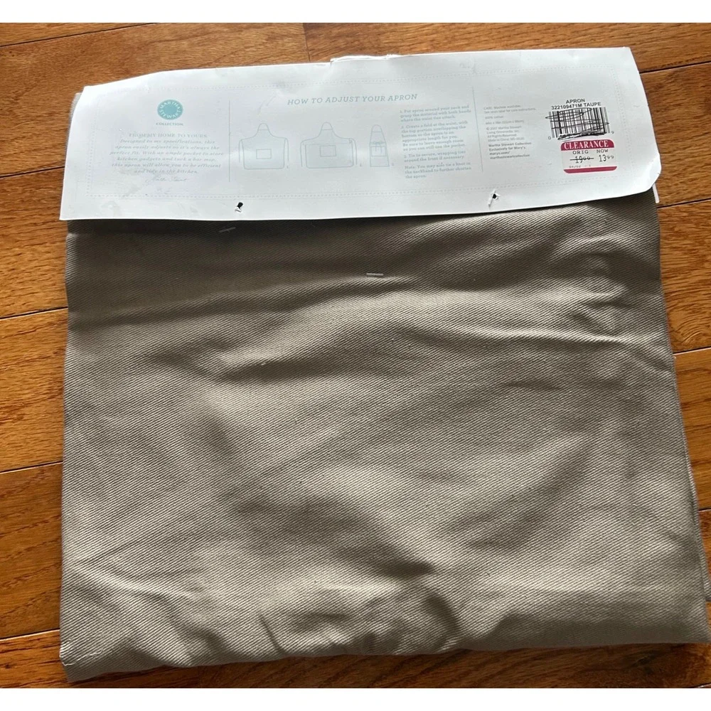 Vtg Martha Stewart Collection Chef's Apron Taupe Mint Green 100% Cotton NWT